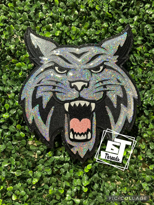 Sequin Wildcat Mascot iron on patch