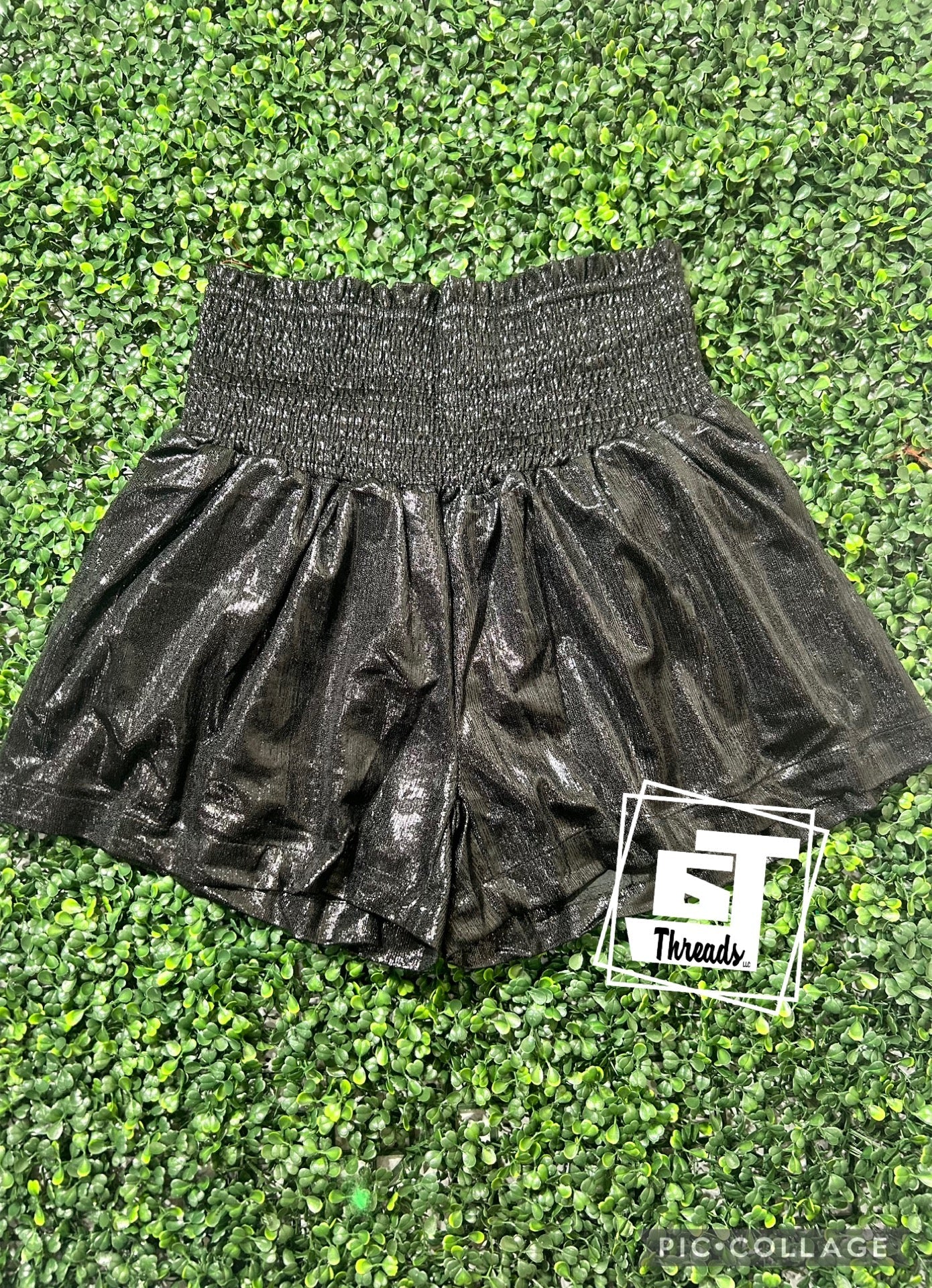 black metallic shorts