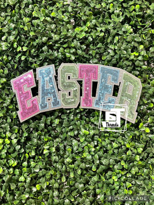 Pastel Sequin Easter iron on patch