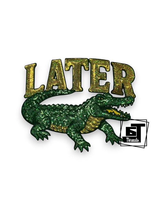 Later Alligator Patch with green sequin and black embroidery