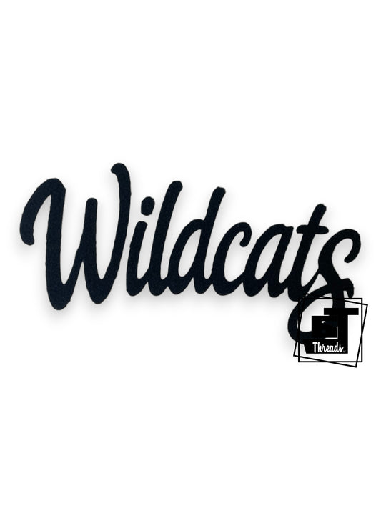 Measurements: 11 inches wide by 7 inches tall
Black Cursive Fluffy Fabric Wildcats Patch
Iron-on Patch