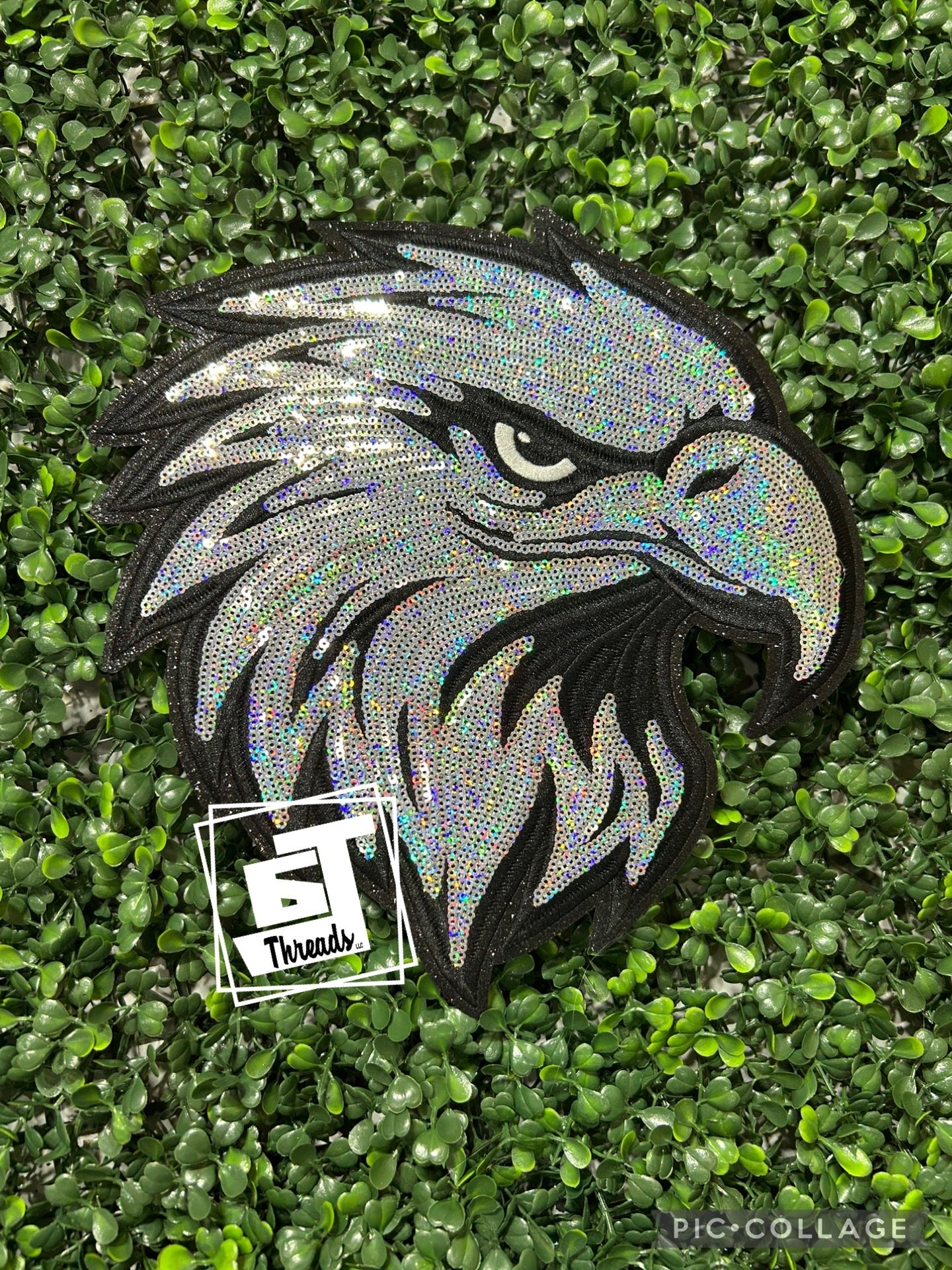 Sequin Eagle Mascot iron on patch