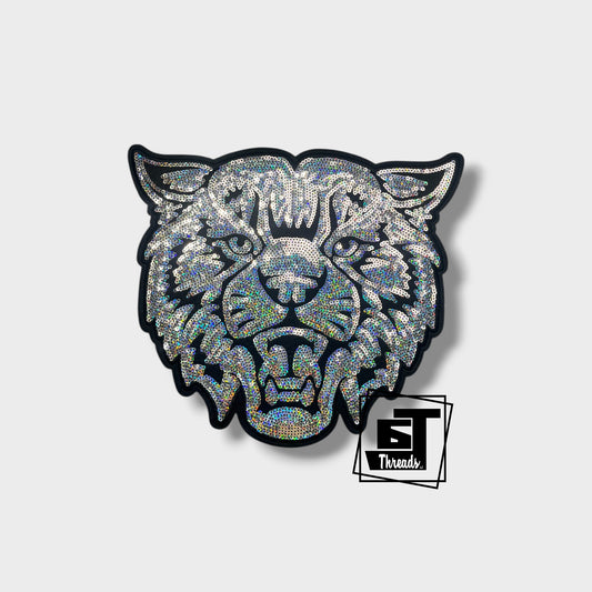 Sequin Wildcat Head iron on patch