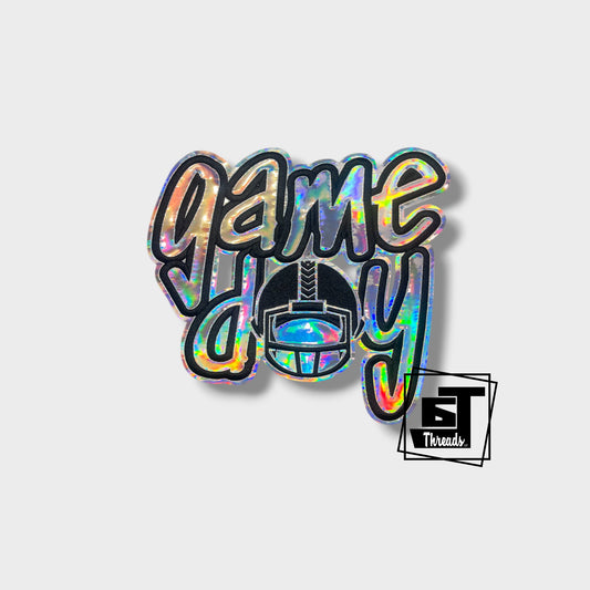Metallic Football Helmet Game Day iron on patch