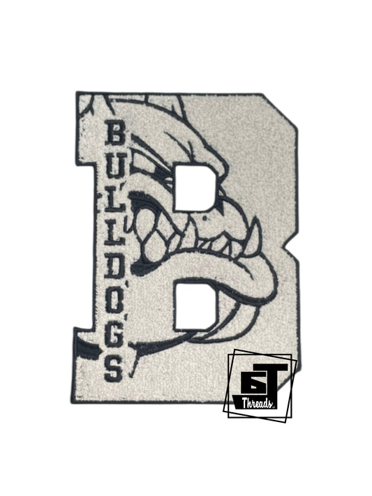 Rug with bulldog design and 'Bulldogs' text on a white background