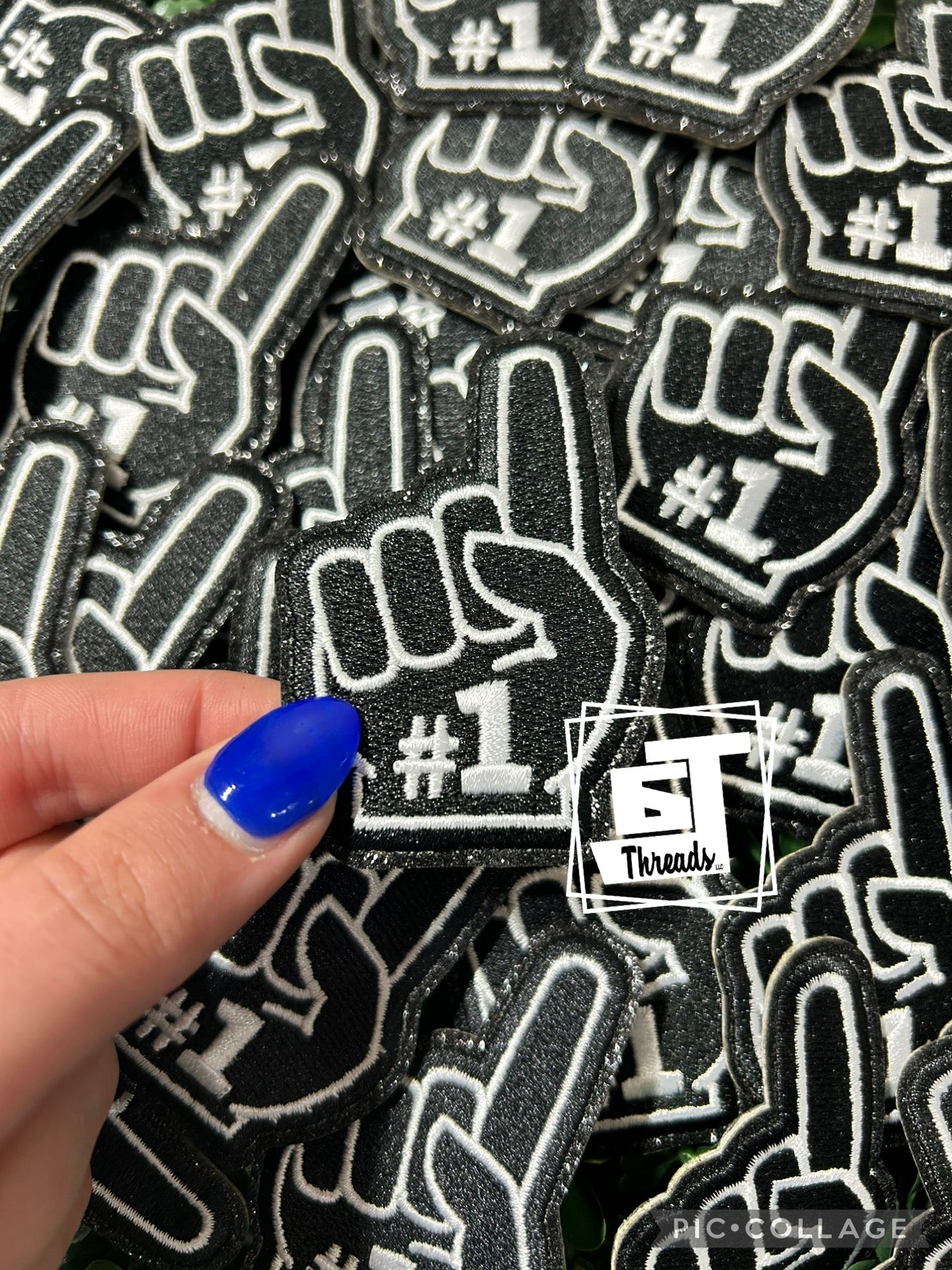 Black foam finger cap patch 
