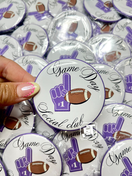 Cursive Game Day Social Club Football Pin 