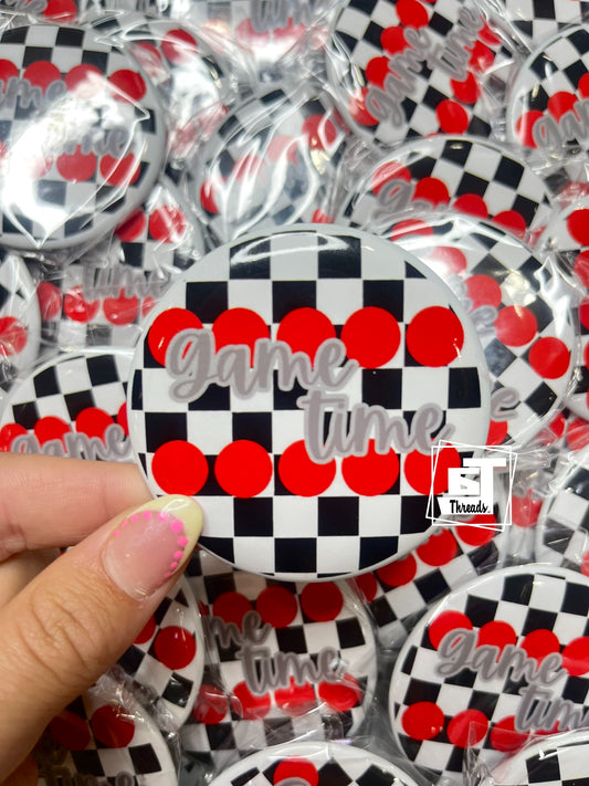 Cursive Grey Game Day Pin