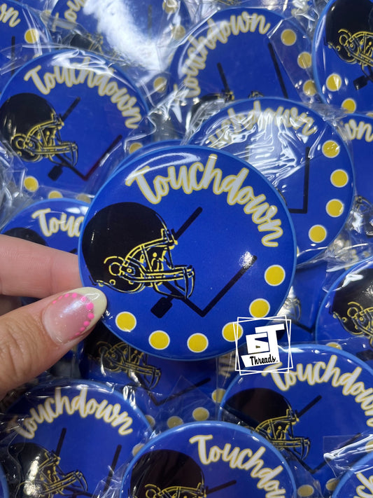 Blue and Yellow Football Touchdown Pin 