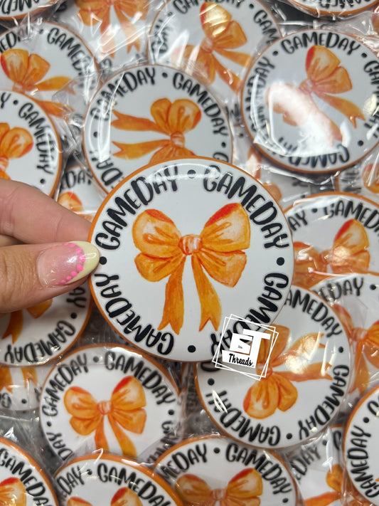 Orange Bow Gameday Pin 