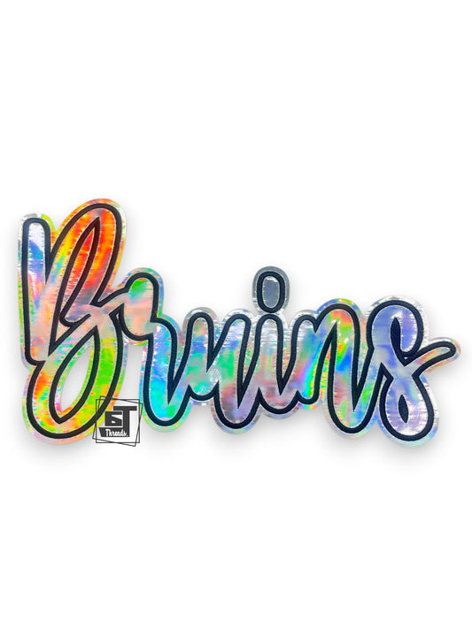 Silver Cursive Metallic Bruins iron on patch