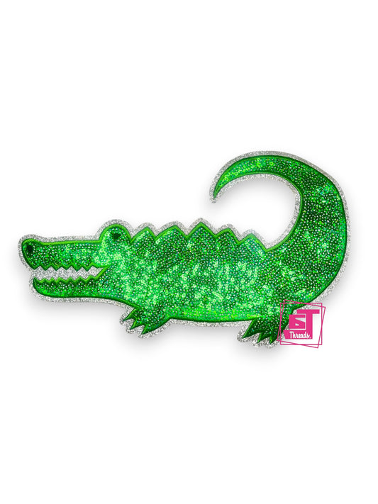 Green Sequin Gator iron on patch