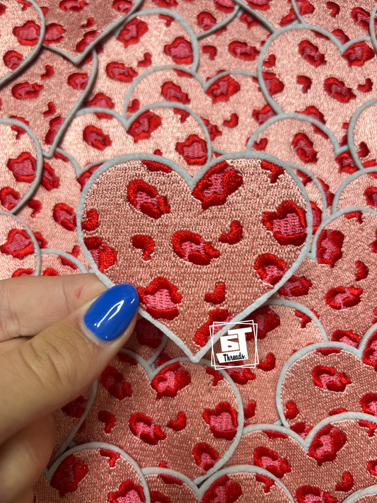 Pink Heart with Red Cheetah Print