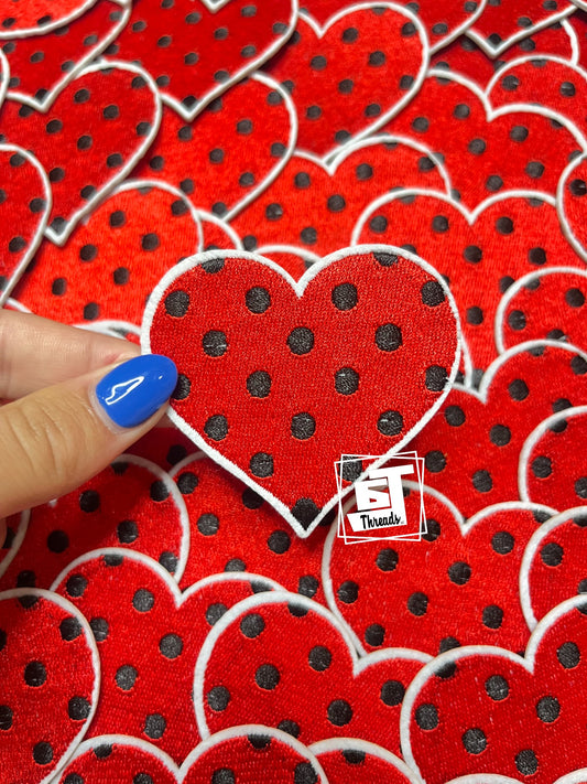 Red Heart with Black Polka Dots