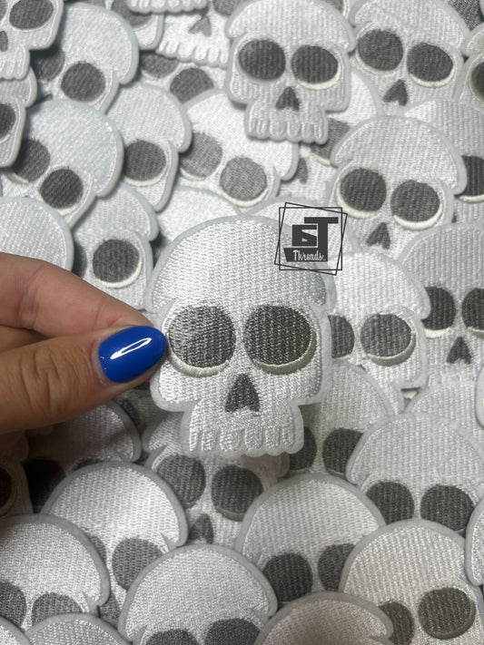 White Skull Head cap patch