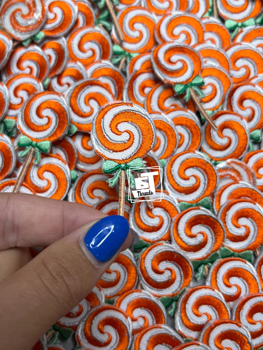 Orange and White Lollipop cap patch