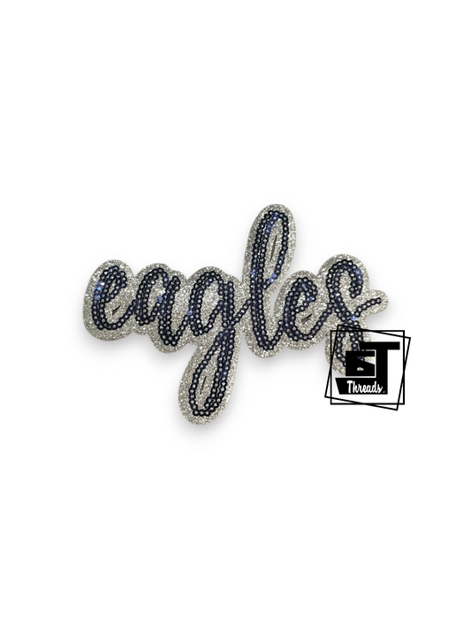 blue and silver sequin eagles