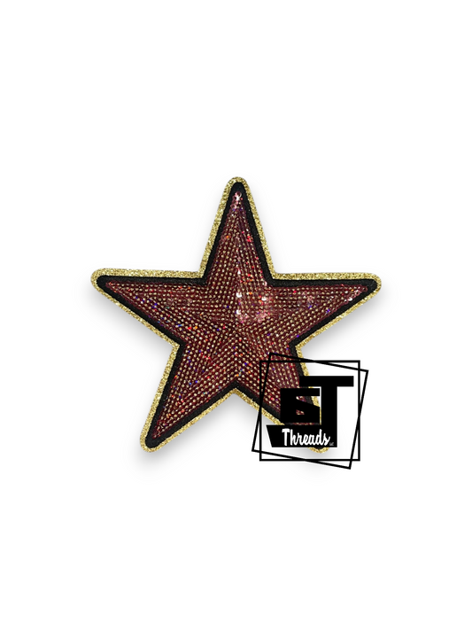 Star-shaped rhinestone patch with 'ST Threads' logo in the corner on a white background