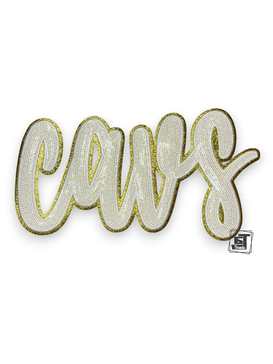 White Cursive Sequin Cavs