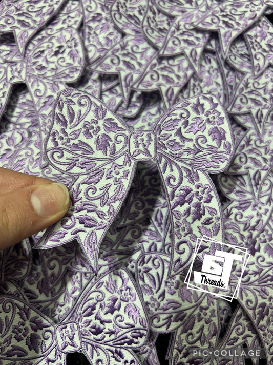 Purple floral bow cap patch 