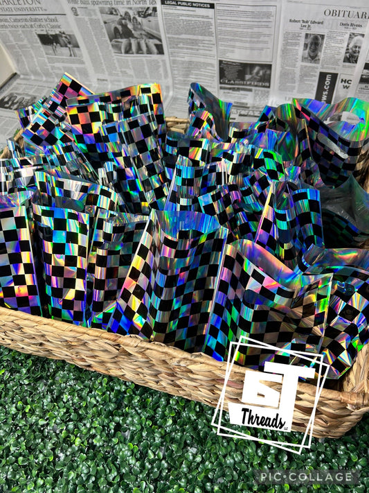 Group of checkered mystery bags