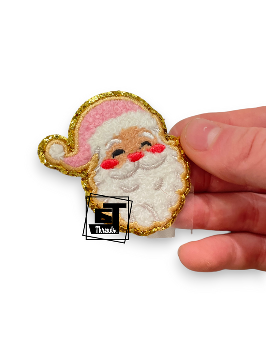 santa head pink chenille