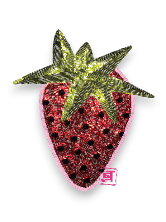 Red Sequin Strawberry iron on patch