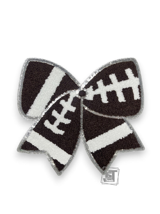 Chenille Football Bow iron on patch