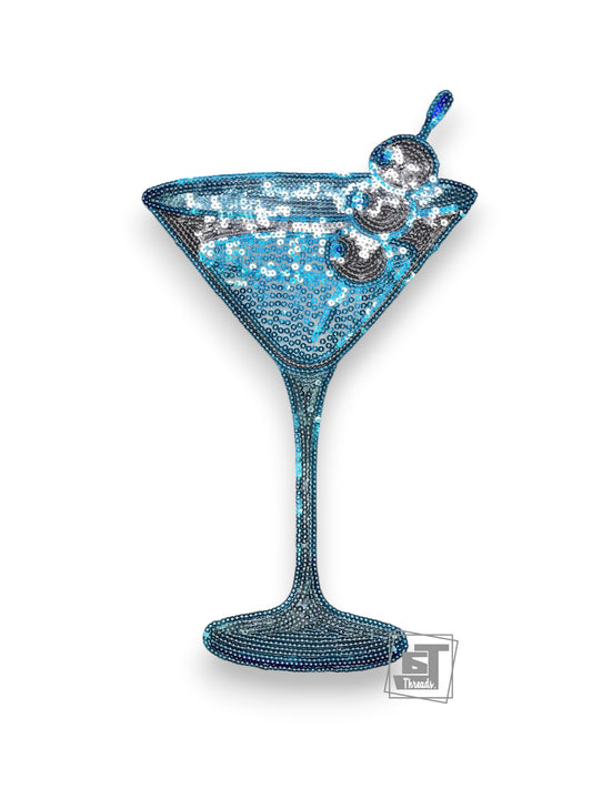 Blue Sequin Martini Glass