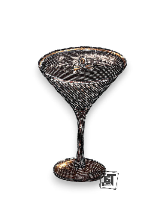 Brown Sequin Martini Glass 