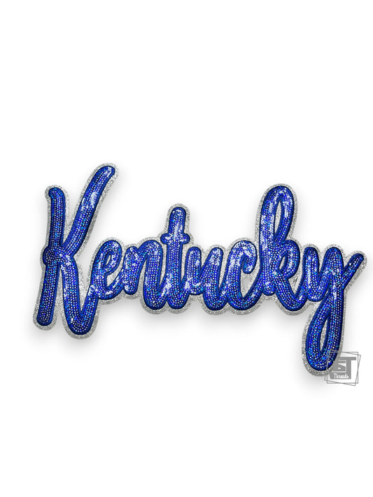 Royal Blue Cursive Sequin Kentucky