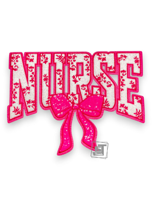 Pink Chenille Nurse with Bow