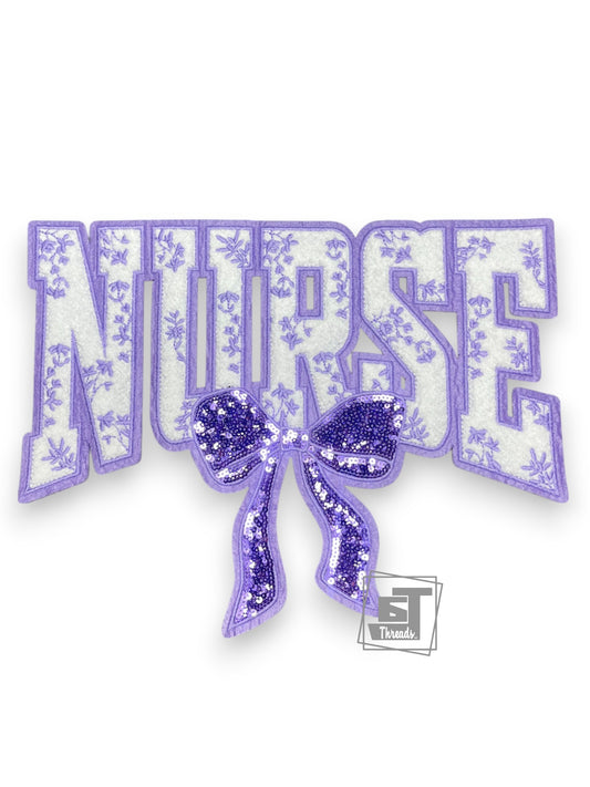 Purple Chenille Nurse with Bow
