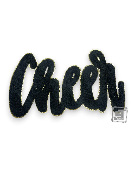 Black Cursive Chenille Cheer
