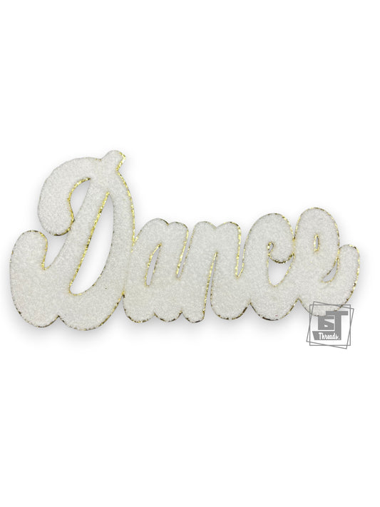 White Cursive Chenille Dance....Patches Only