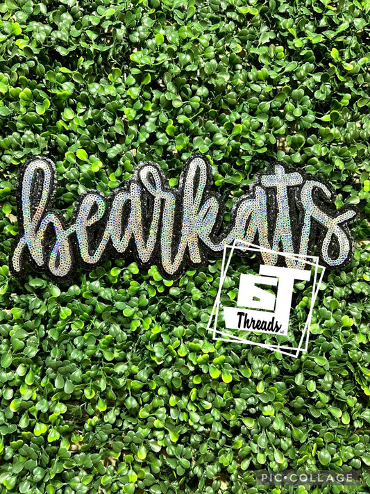 Silver Cursive Sequin Bearkats iron on patch