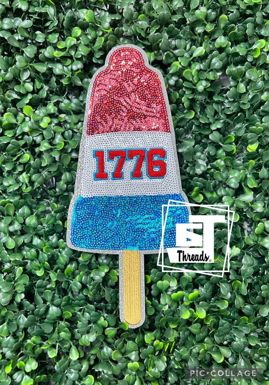 Sequin 1776 popsicle iron on patch