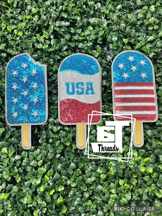 Three sequence Fourth of July popsicles iron on patch
