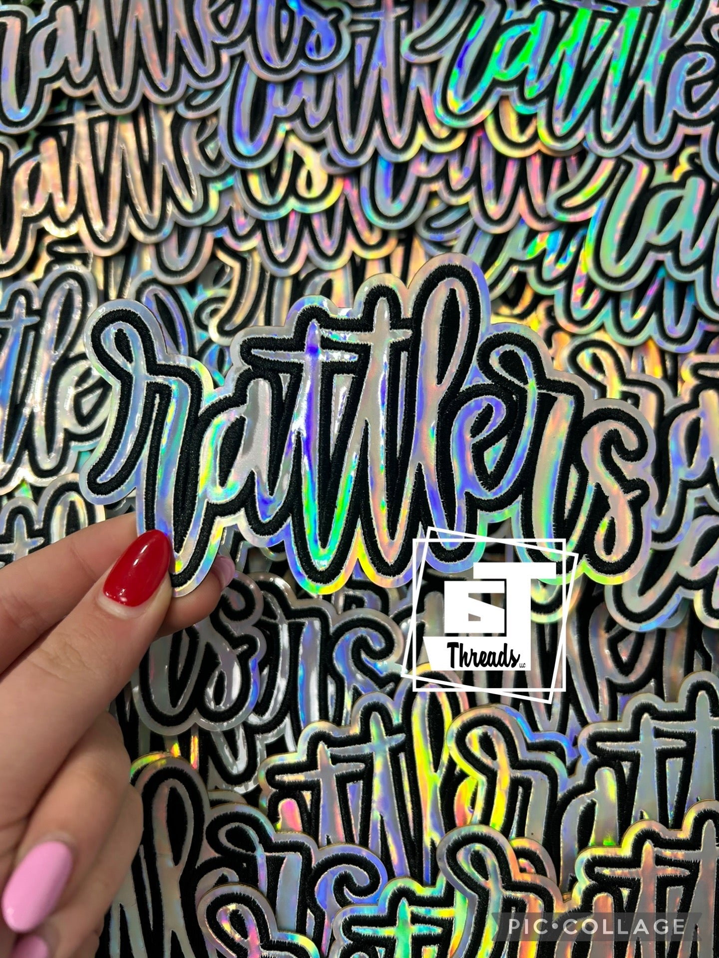 Silver Cursive Metallic Rattlers....Cap Patches – 6J Wholesale