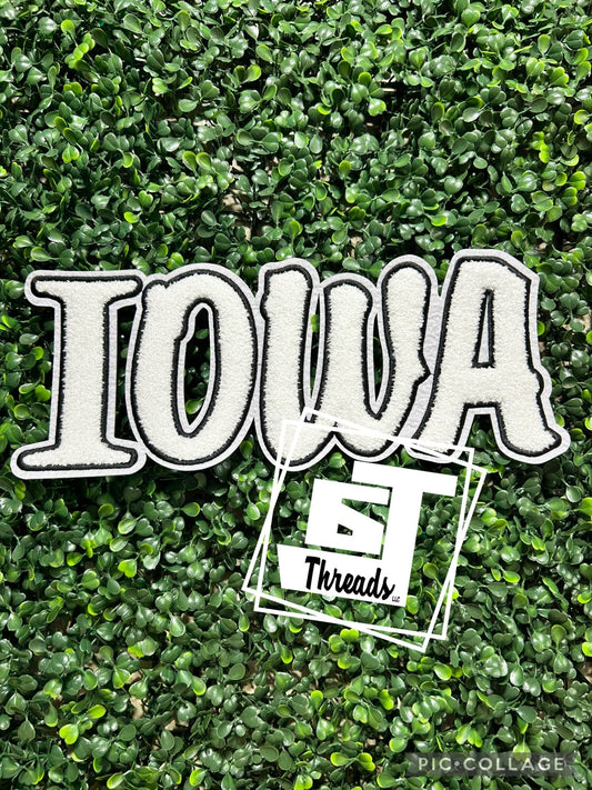 Chenille IOWA iron on patch