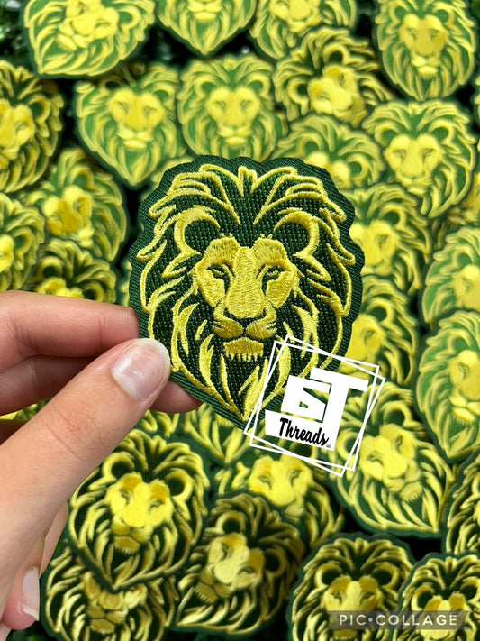 Green and Yellow Lion Head cap patch