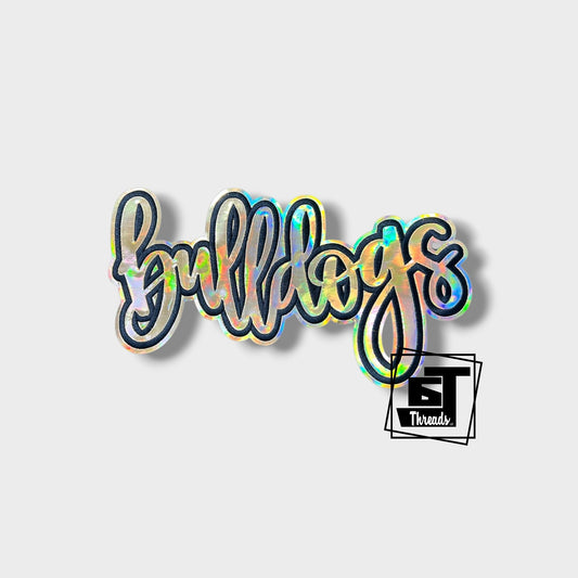 gold cursive metallic bulldogs iron on patch