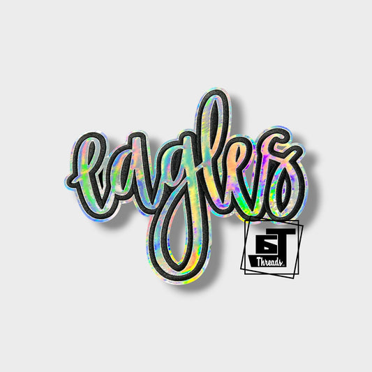 cursive metallic eagles iron on patch