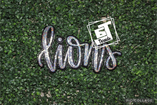 Silver and black sequins cursive lions
