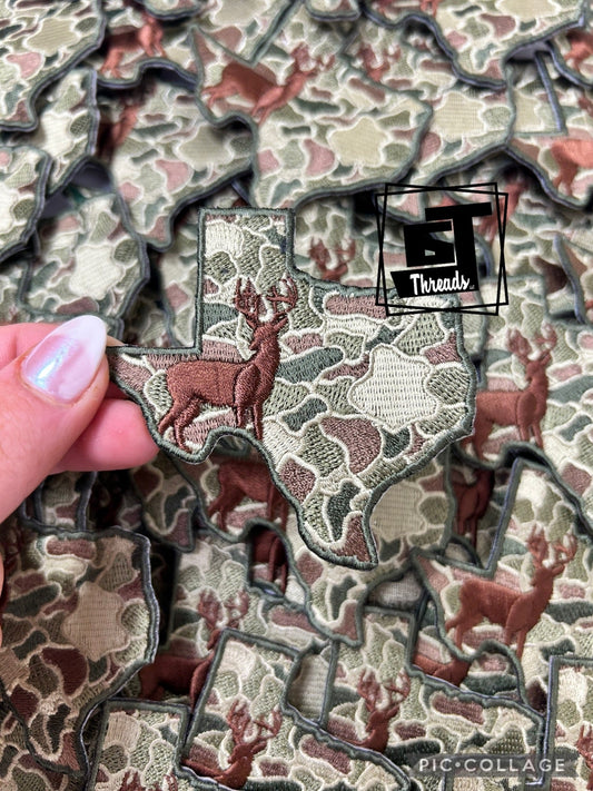 Texas Camo Dear Iron On Patch