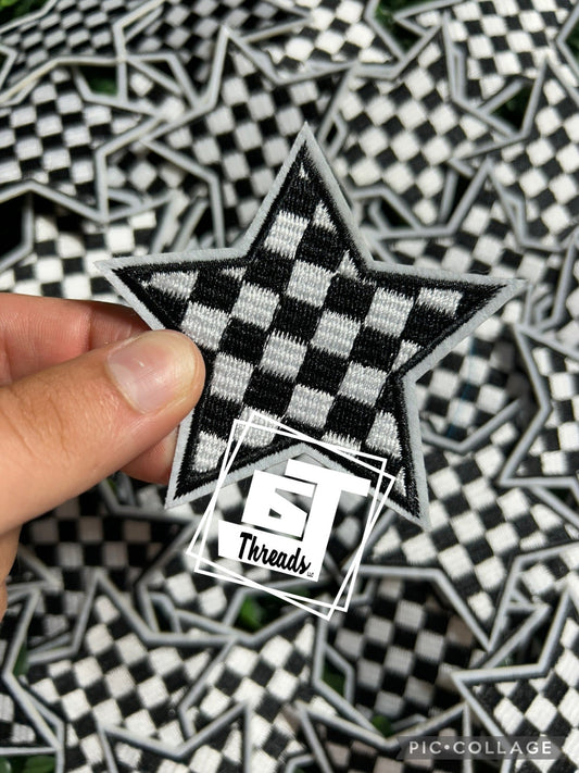 Black Checkered Star cap patch