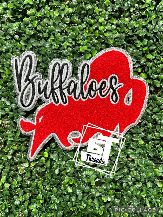Red Chenille Buffaloes iron on patch