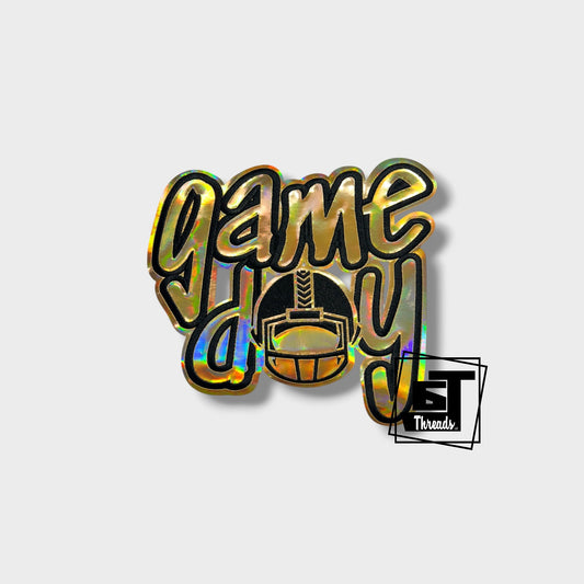 gold metallic football helmet game day iron on patch