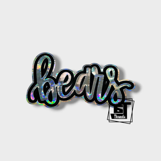 cursive metallic bears iron on patch