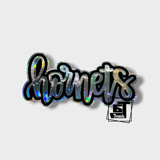 cursive metallic hornets iron on patch